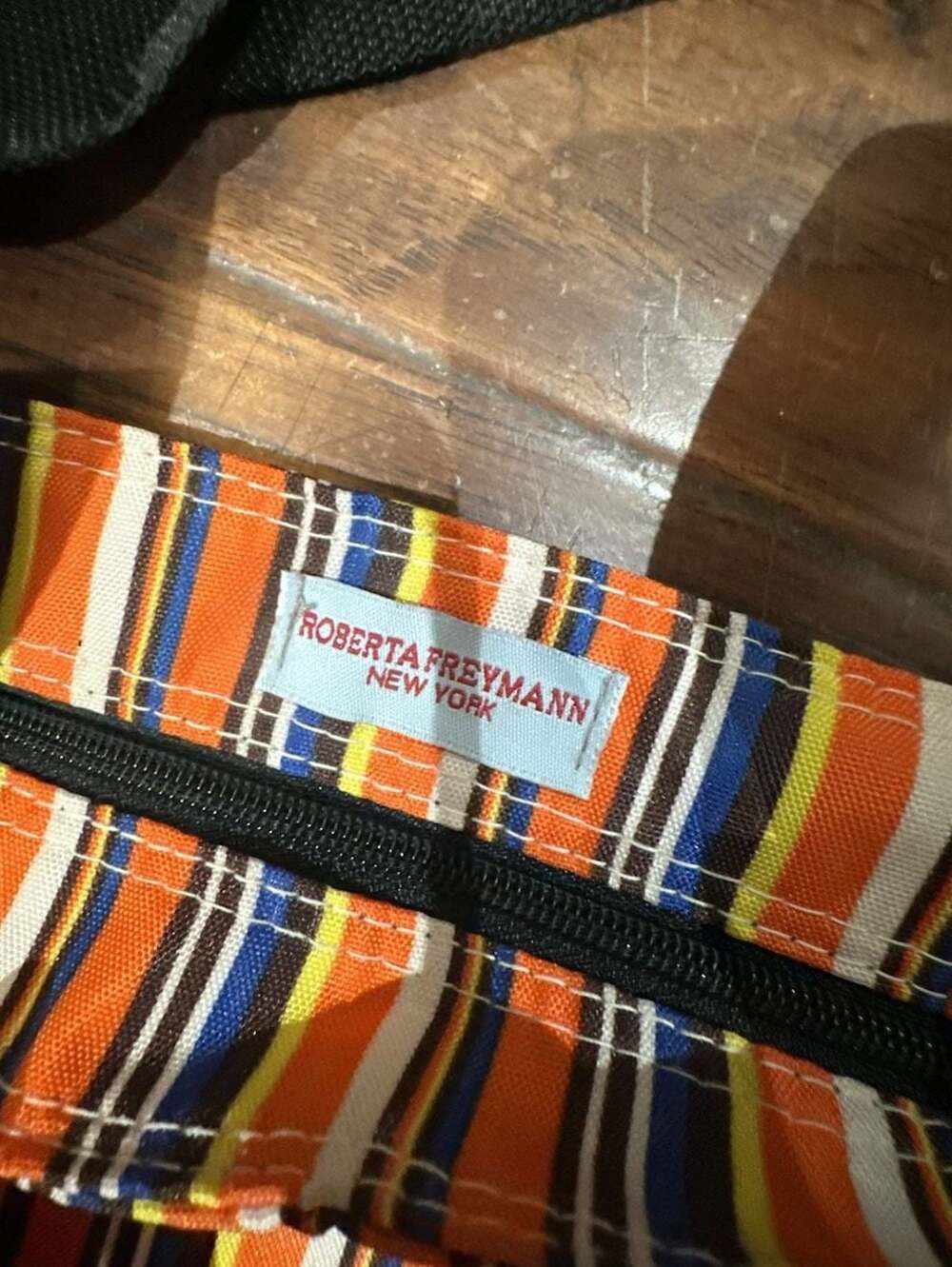 Roberta Freymann New York Multicolored Striped Canvas Tote Bag - Picture 2 of 8
